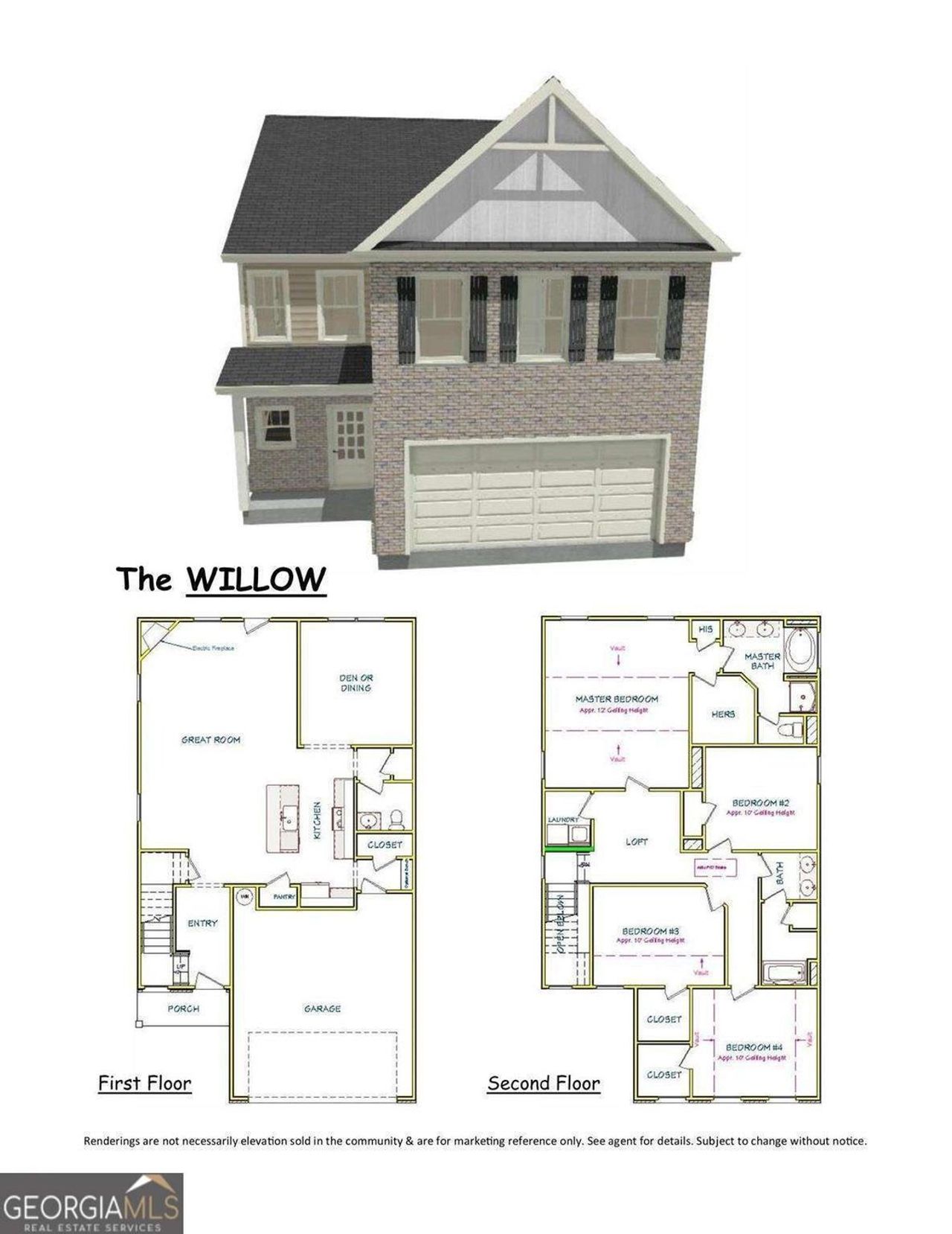 2D floor plan layout of this home in Walker Commons, Hampton, GA (Image 2).