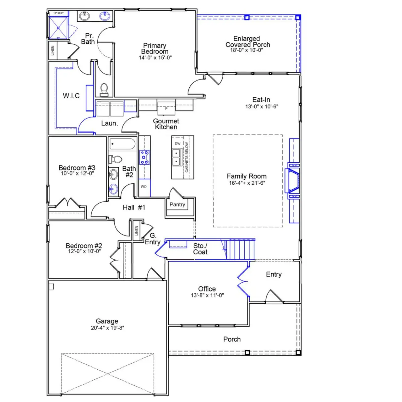 2D floor plan layout of this home in Cottages at Lake Emory, Inman, SC (Image 2).