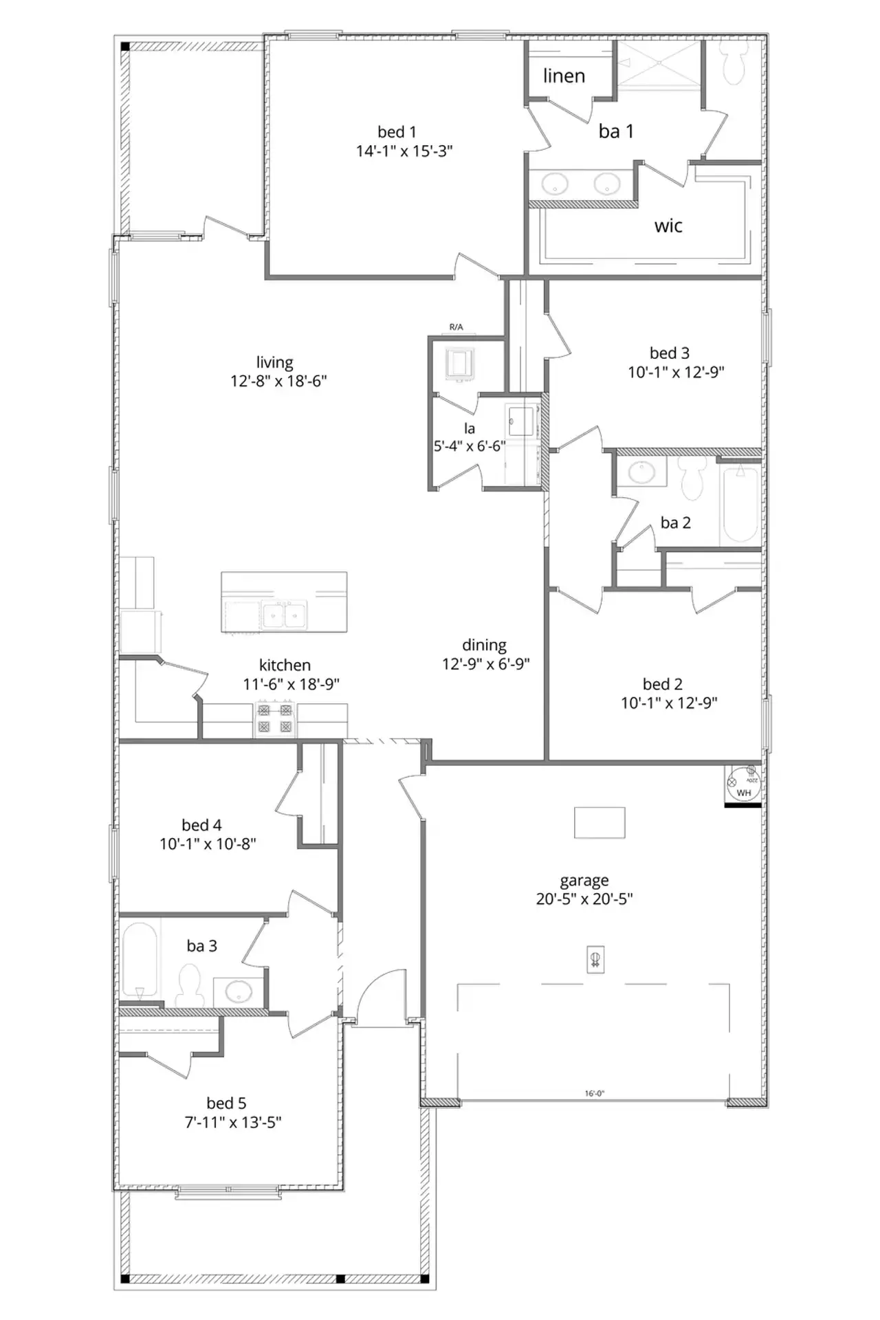 2D floor plan layout for the Creekside by D.R. Horton in Weldon Farms, Tallahassee, FL (Image 2).