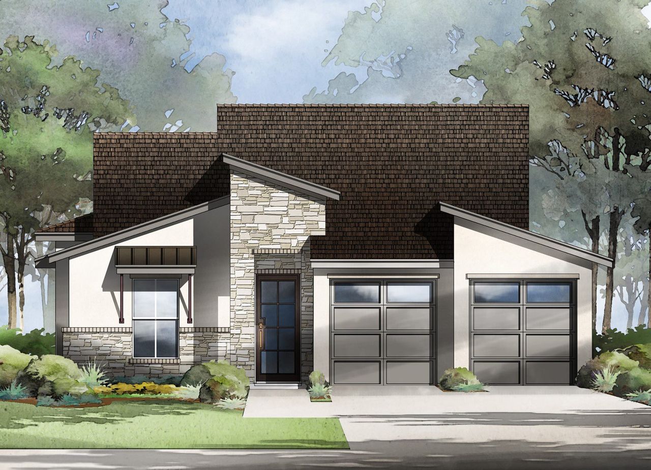 Representative exterior photo of a completed home built from the Roundstone by Sitterle Homes in The Colony- Pine Cove, Bastrop, TX (Image 2). Representative exterior photo of a completed home built from the Roundstone by Sitterle Homes in The Colony- Pine Cove, Bastrop, TX (Image 2).