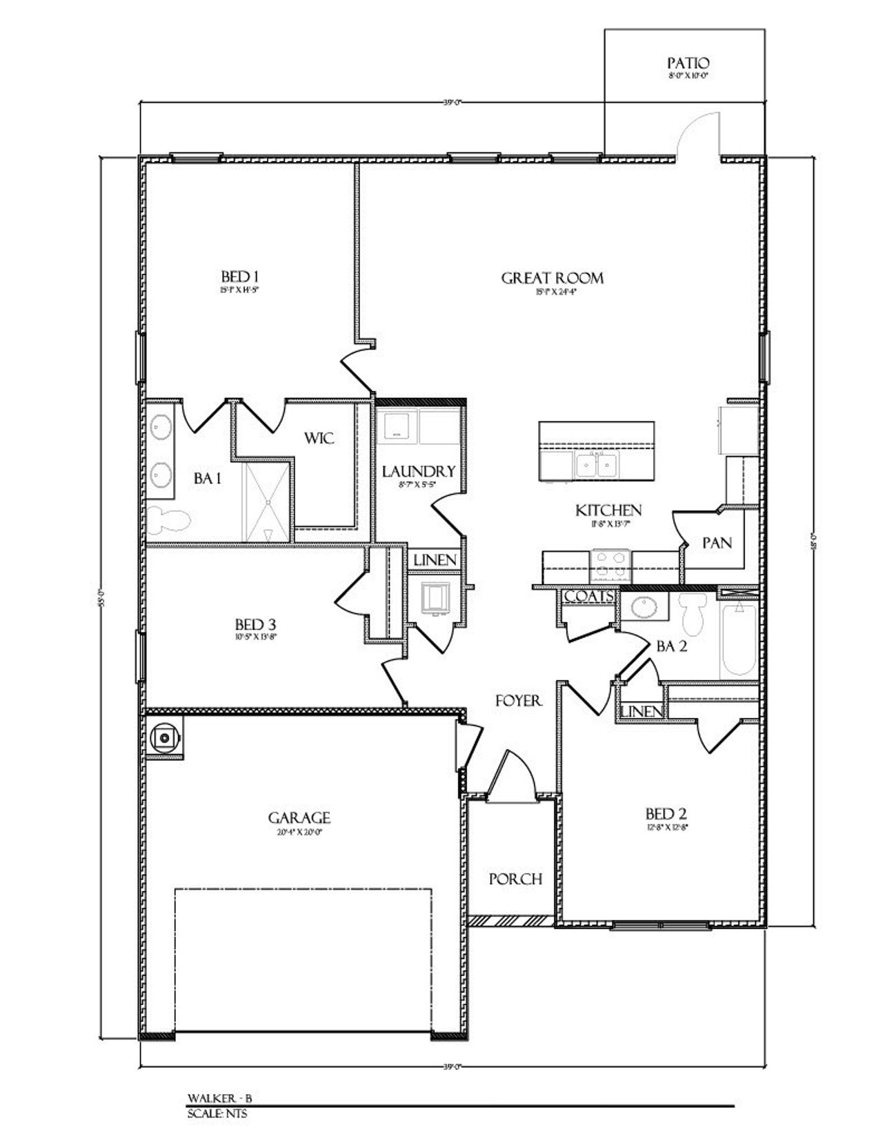 2D floor plan layout of this home in Liberty, Panama City, FL (Image 2).