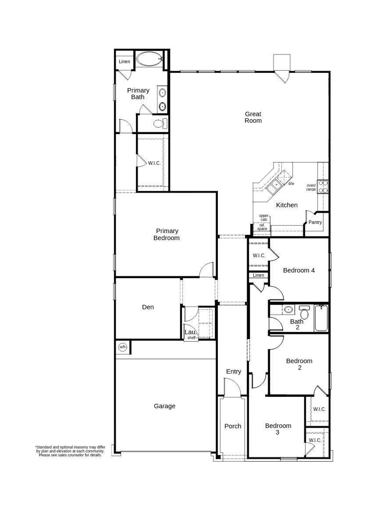This floor plan features 4 bedrooms, 2 full baths, and over 2,100 square feet of living space.