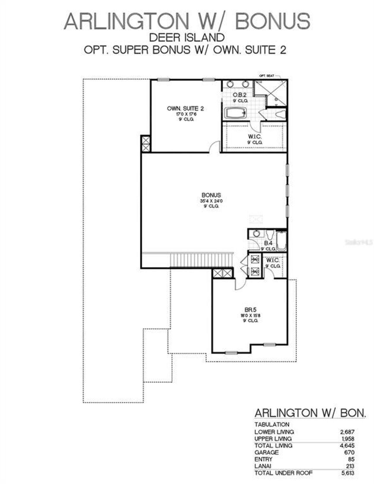 2D floor plan layout of this home in Palms at Windermere, Windermere, FL (Image 2).