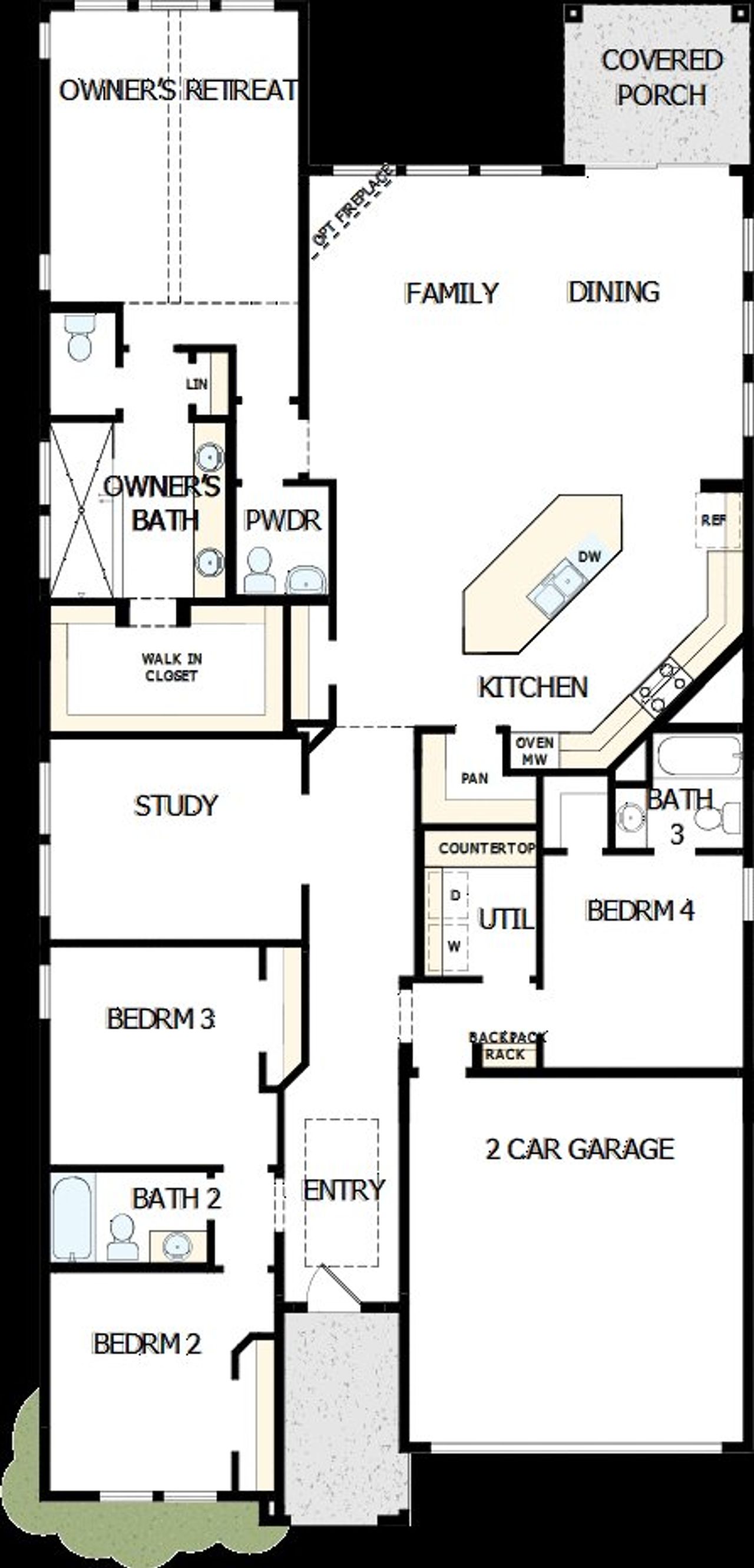 2D floor plan layout of this home in Lakes of River Trails, Fort Worth, TX (Image 2).