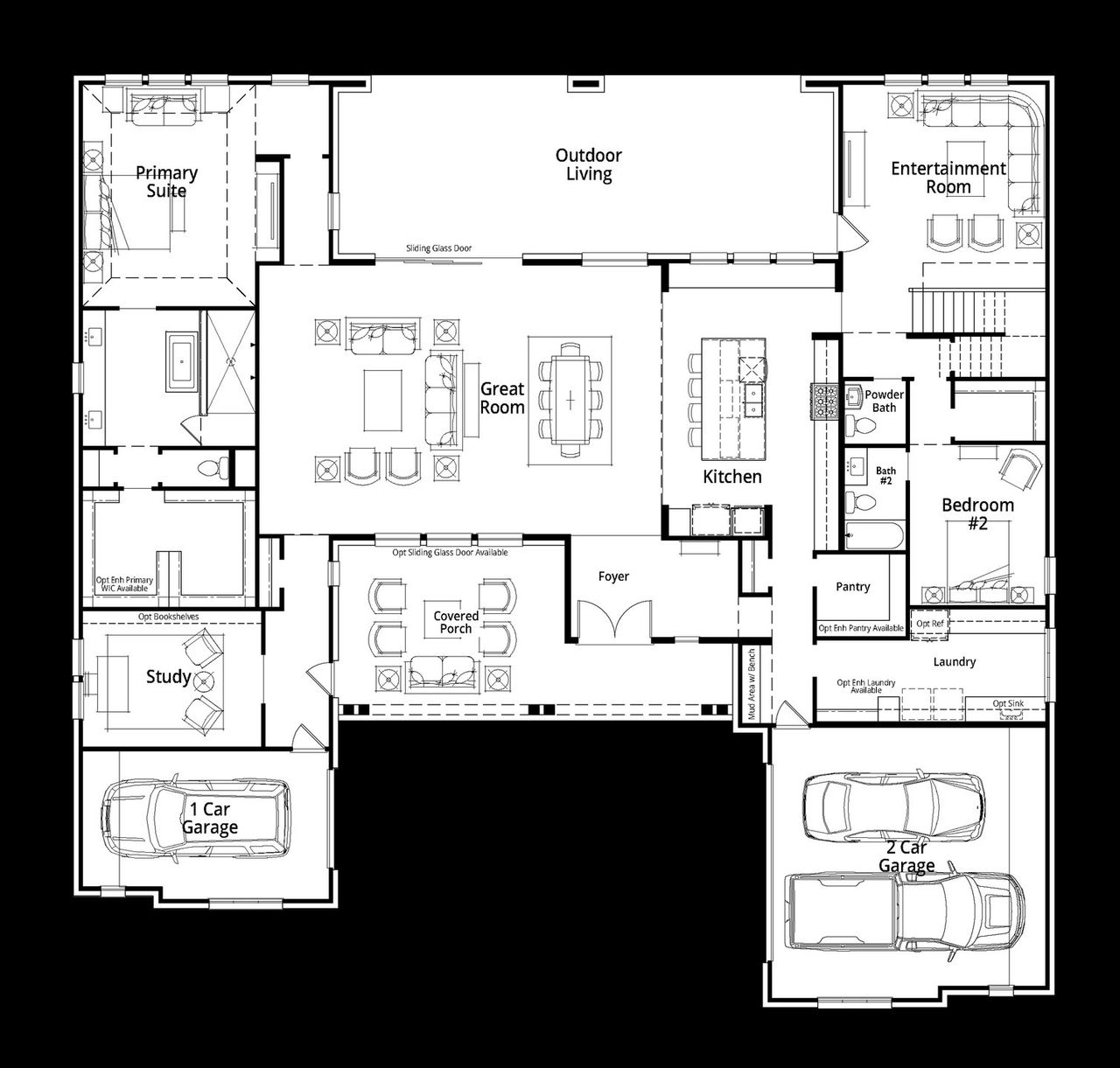2D floor plan layout for the Briarwood by Huntington Homes in McCreary Meadows, Parker, TX (Image 2). 2D floor plan layout for the Briarwood by Huntington Homes in McCreary Meadows, Parker, TX (Image 2).