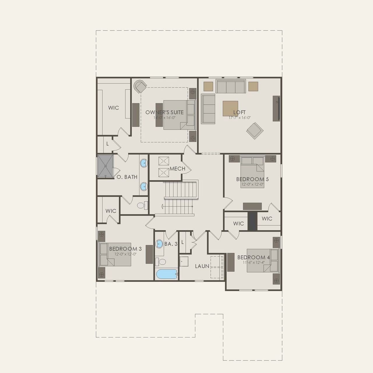 2D floor plan layout of this home in Riversedge, Riverview, FL (Image 2).