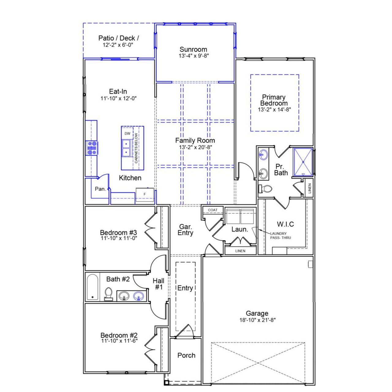 2D floor plan layout of this home in Cottages at Lake Emory, Inman, SC (Image 2).