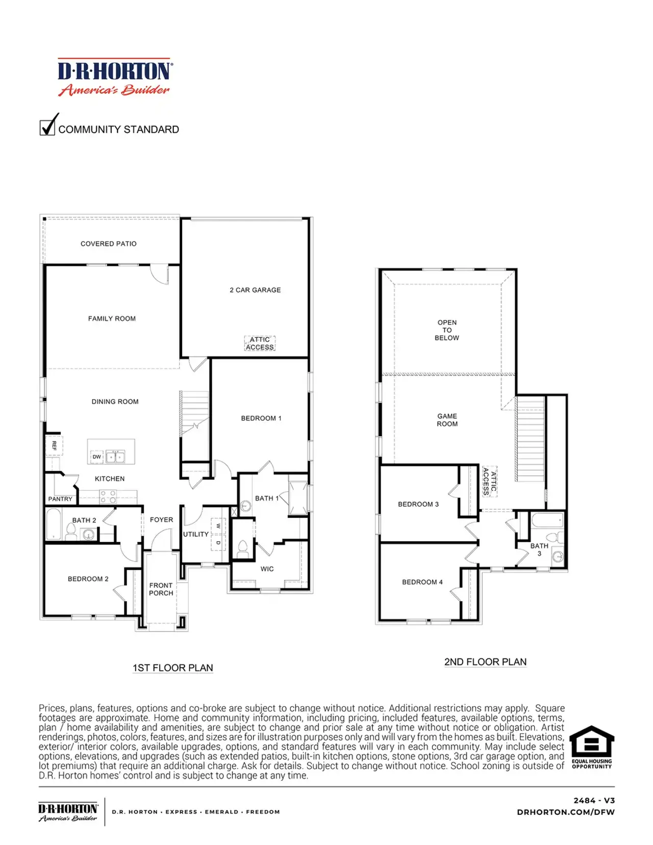 2D floor plan layout of this home in Boardwalk, Lancaster, TX (Image 2).