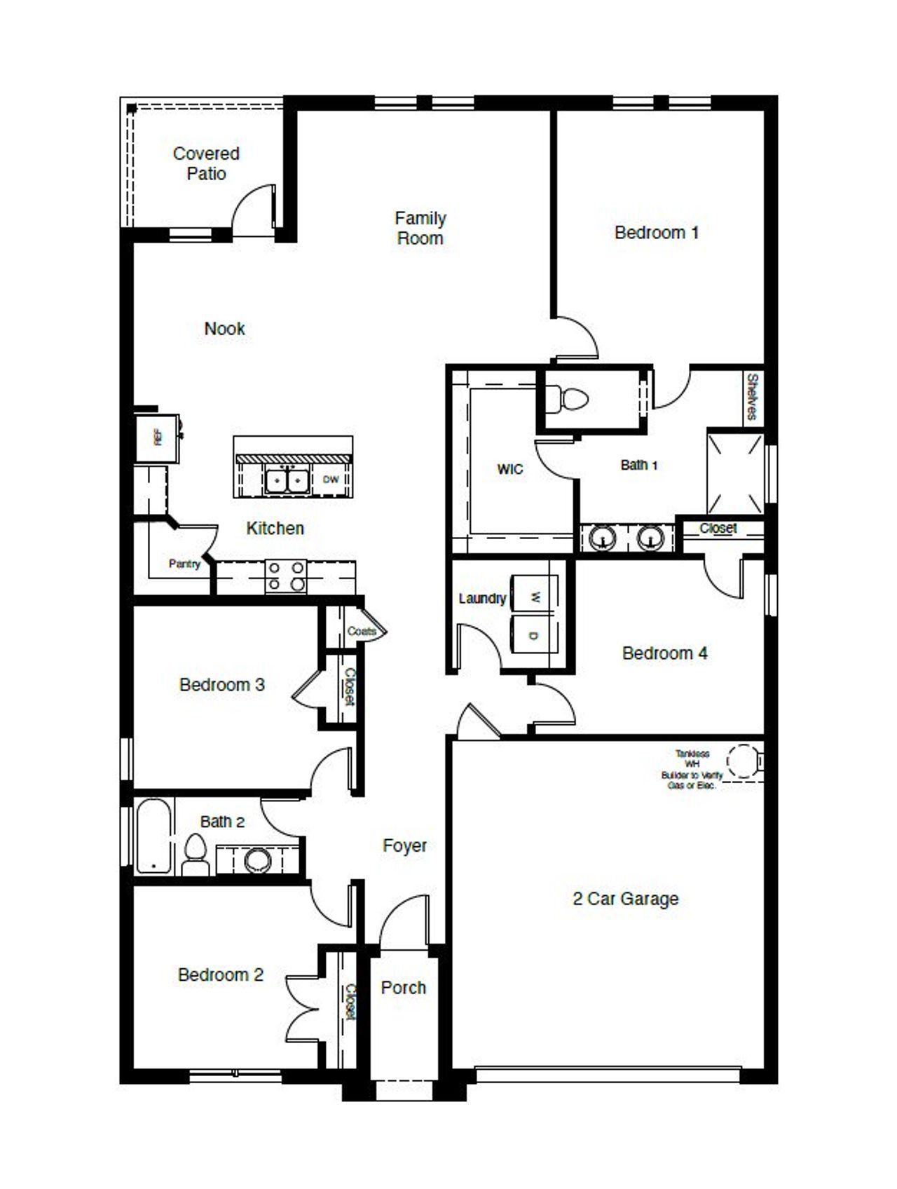 2D floor plan layout of this home in Homestead at Parks Bell Ranch, Odessa, TX (Image 2).