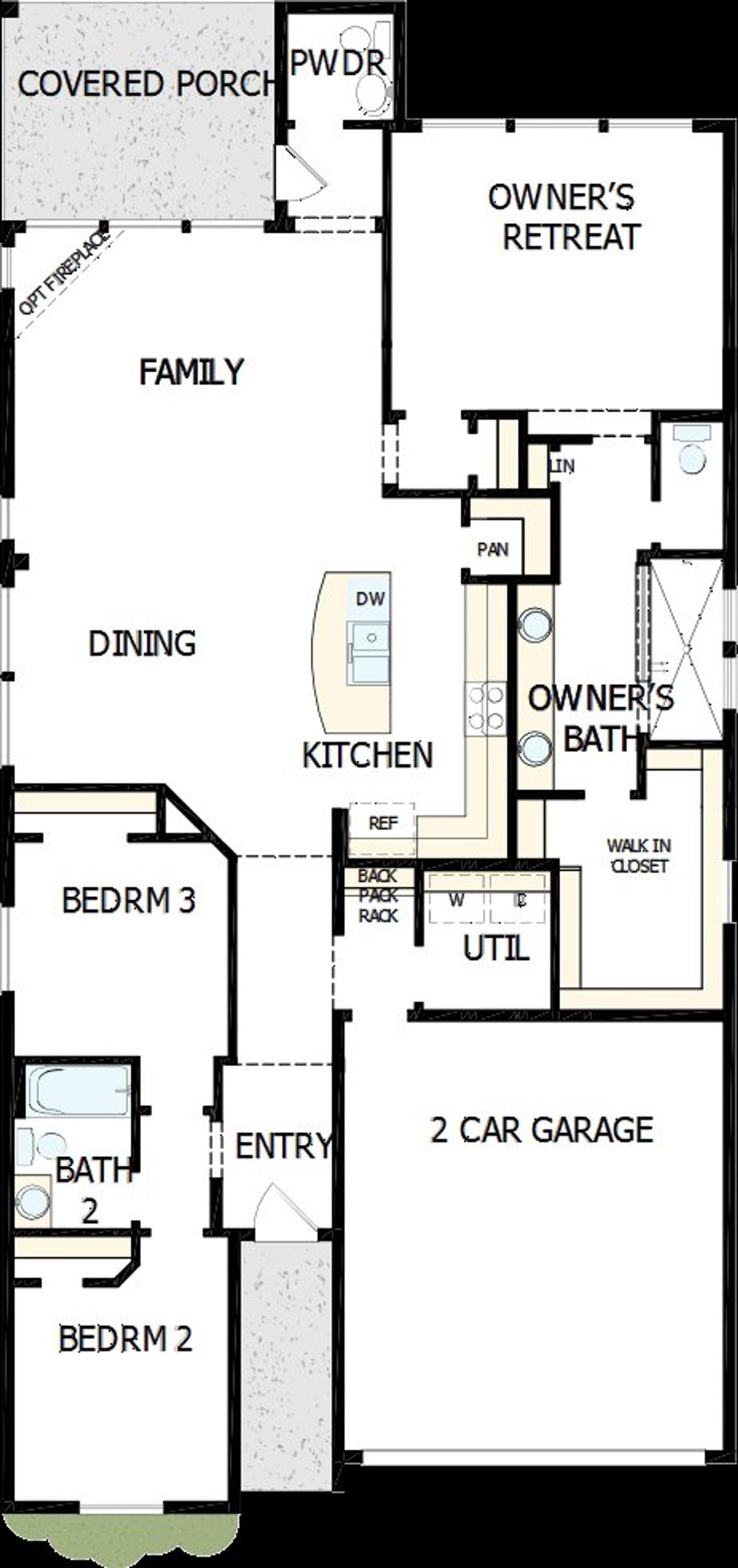 2D floor plan layout of this home in ARTAVIA 45' Homesites, Conroe, TX (Image 2).