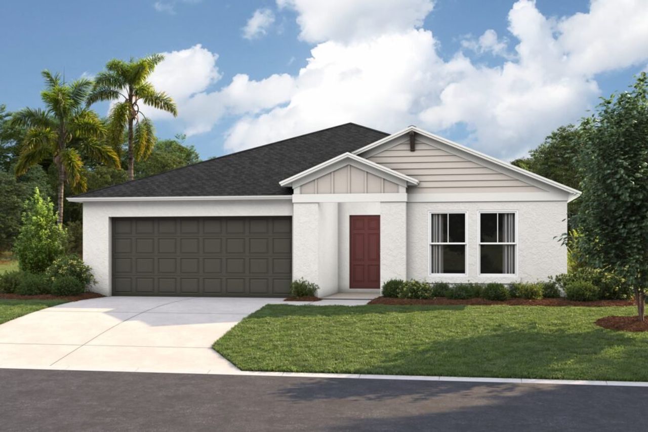 Front exterior of a new home in Two Rivers, Zephyrhills, FL, highlighting curb appeal (Image 2).