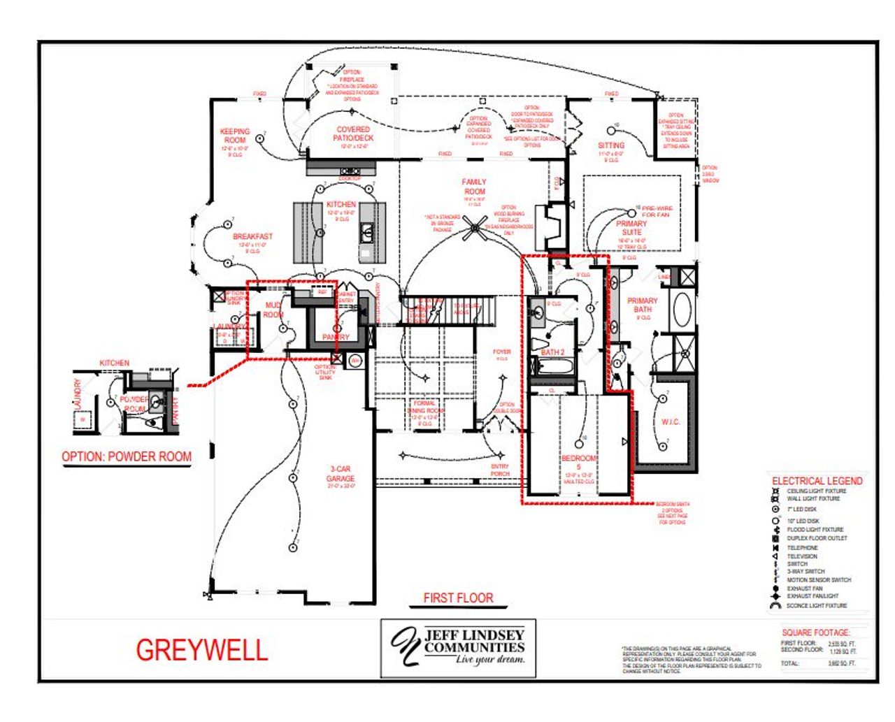 2D floor plan layout for the Greywell A by Jeff Lindsey Communities in Welch Farms, Senoia, GA (Image 2).