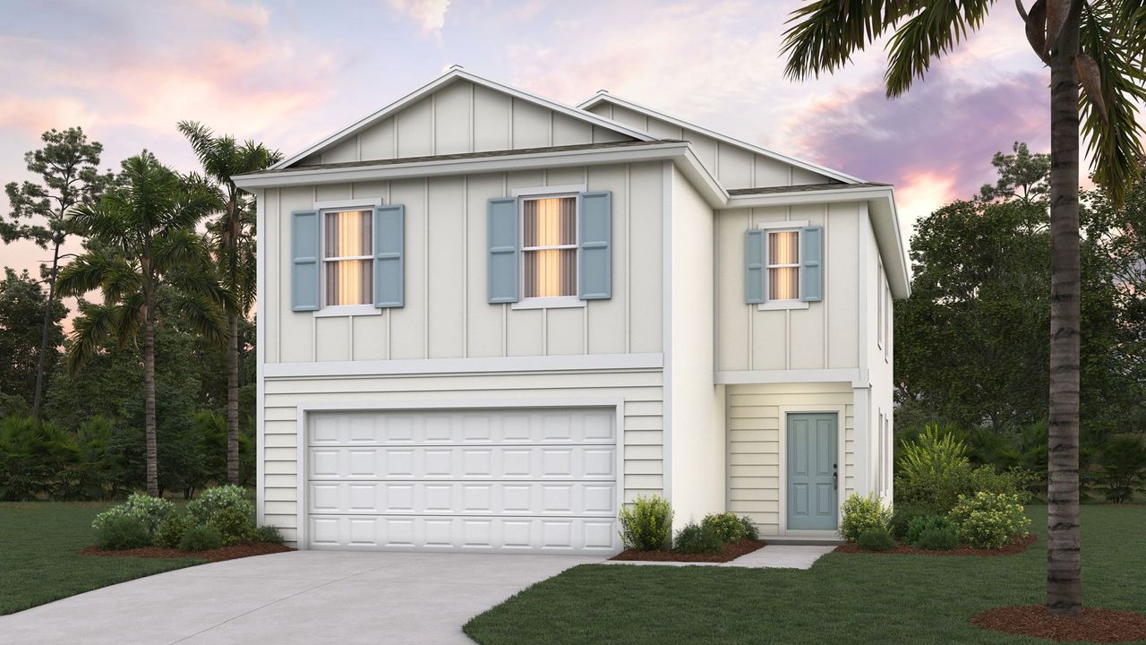 Representative exterior photo of a completed home built from the Elston+ by D.R. Horton in Grand Reserve, Bunnell, FL (Image 2).