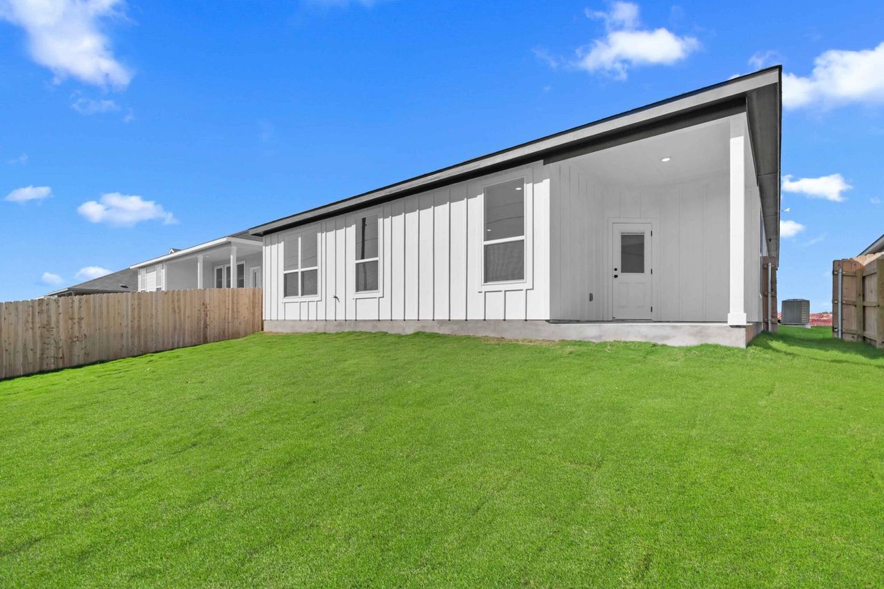 Exterior details and patio area of a home in Ridge at Knob Creek Single Family, Temple (Image 2).