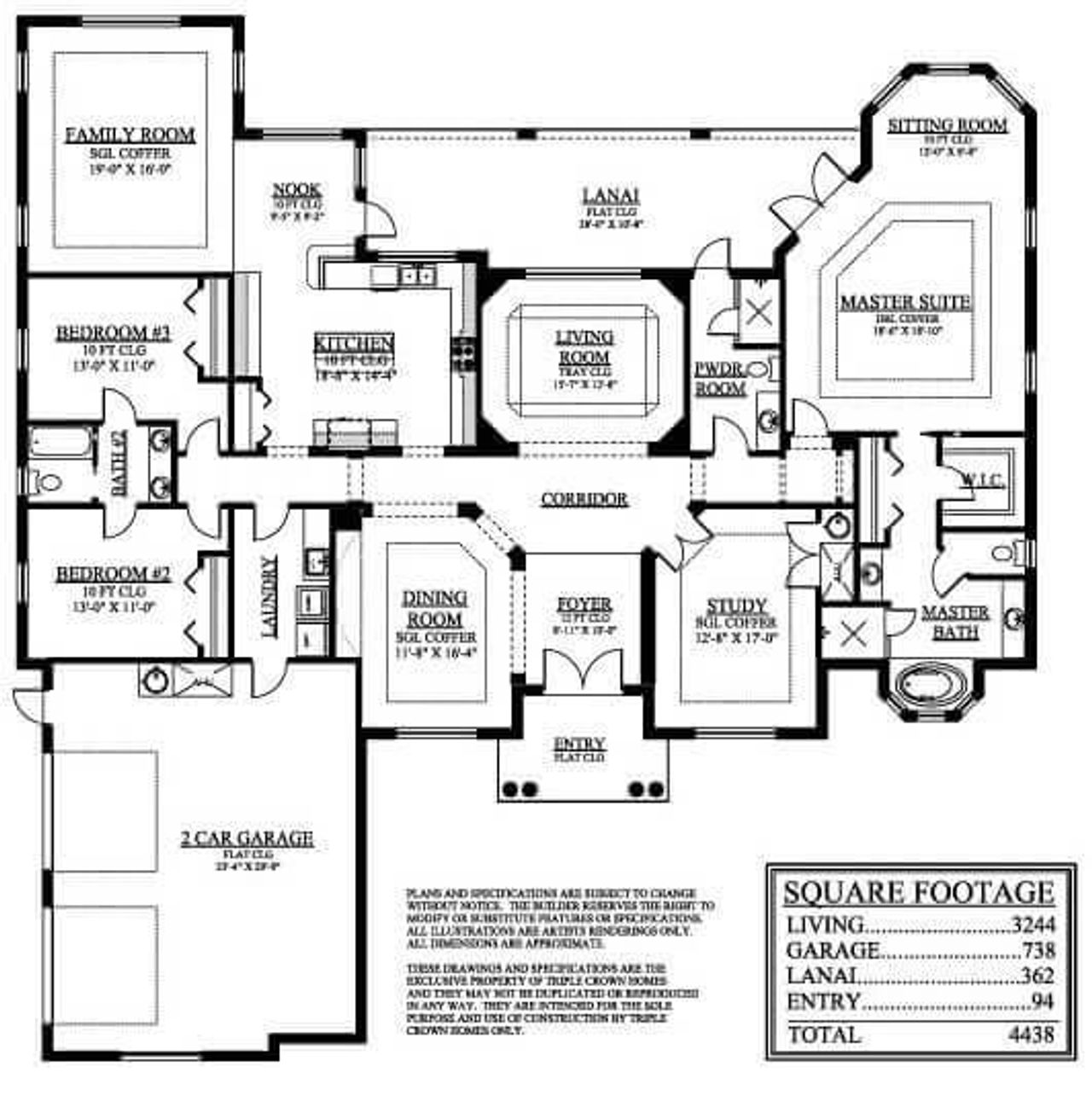 2D floor plan layout for the Nightingale by Triple Crown Homes in Irish Acres, Ocala, FL (Image 2). 2D floor plan layout for the Nightingale by Triple Crown Homes in Irish Acres, Ocala, FL (Image 2).