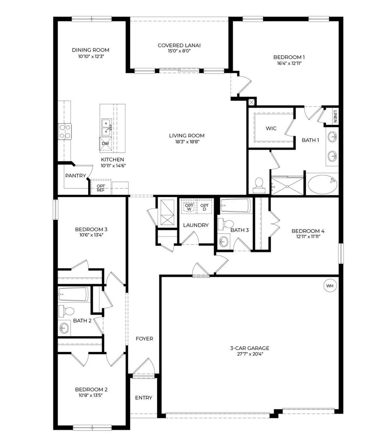 2D floor plan layout of this home in Heirloom Farms, Westminster, SC (Image 2).