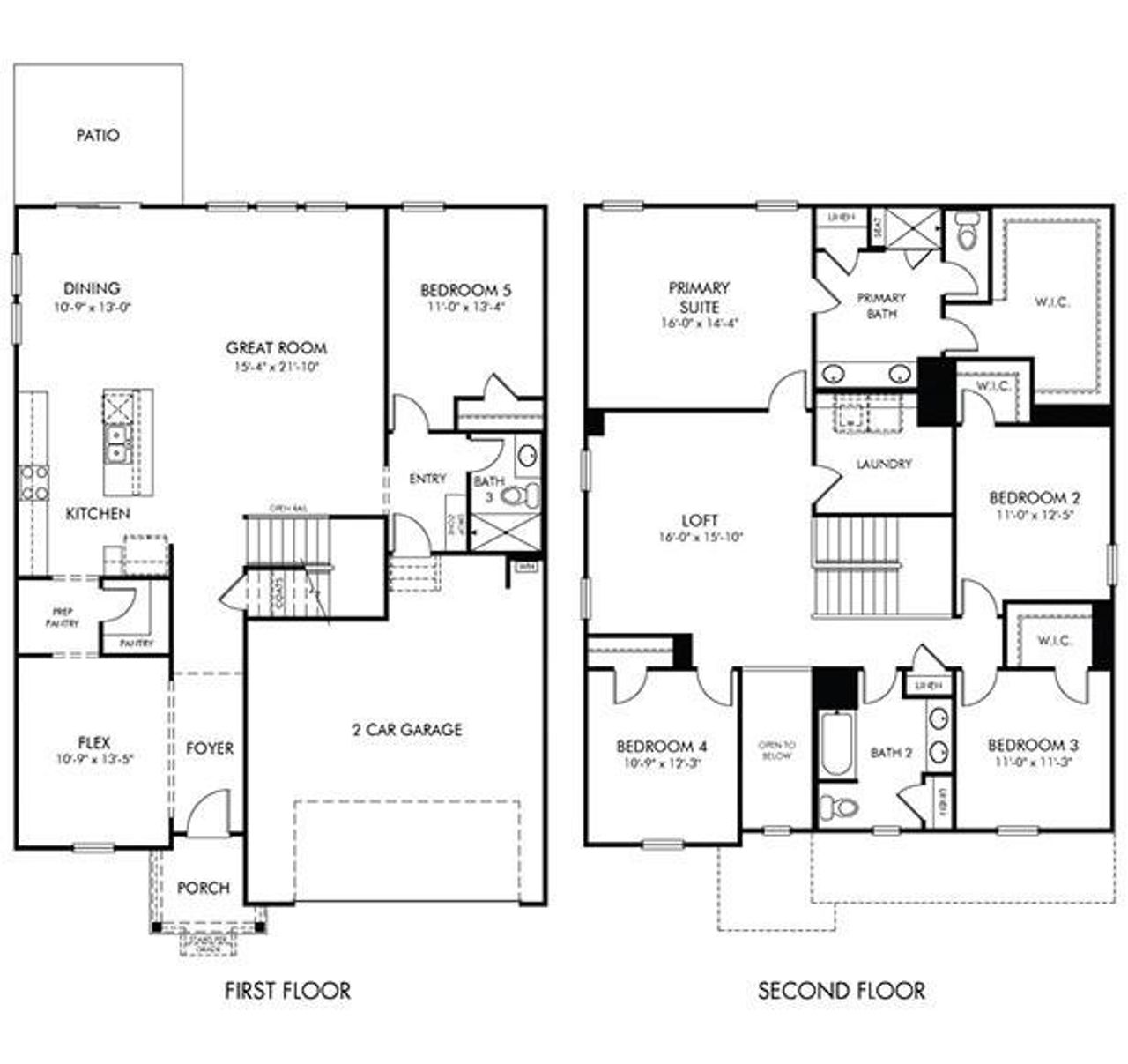 2D floor plan layout of this home in Nelson's Creek, Mocksville, NC (Image 2).