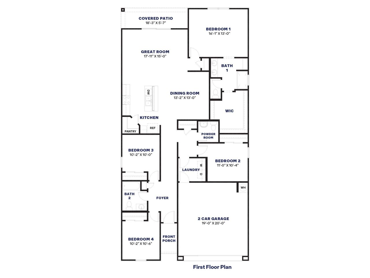 2D floor plan layout of this home in Desert Moon Estates, Buckeye, AZ (Image 2).