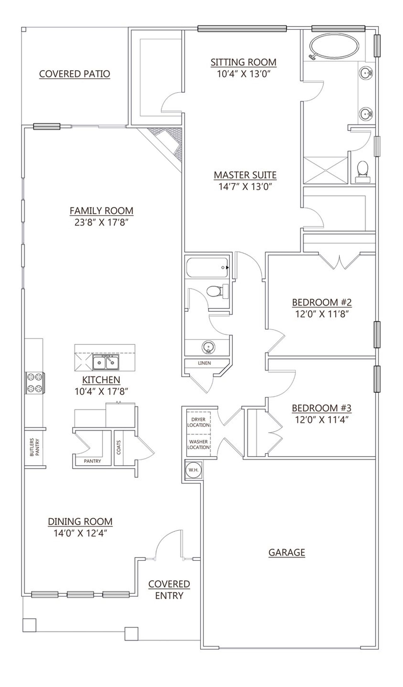 2D floor plan layout for the KEYSTONE by D.R. Horton in Blue Ridge Trail, Fountain Inn, SC (Image 2).