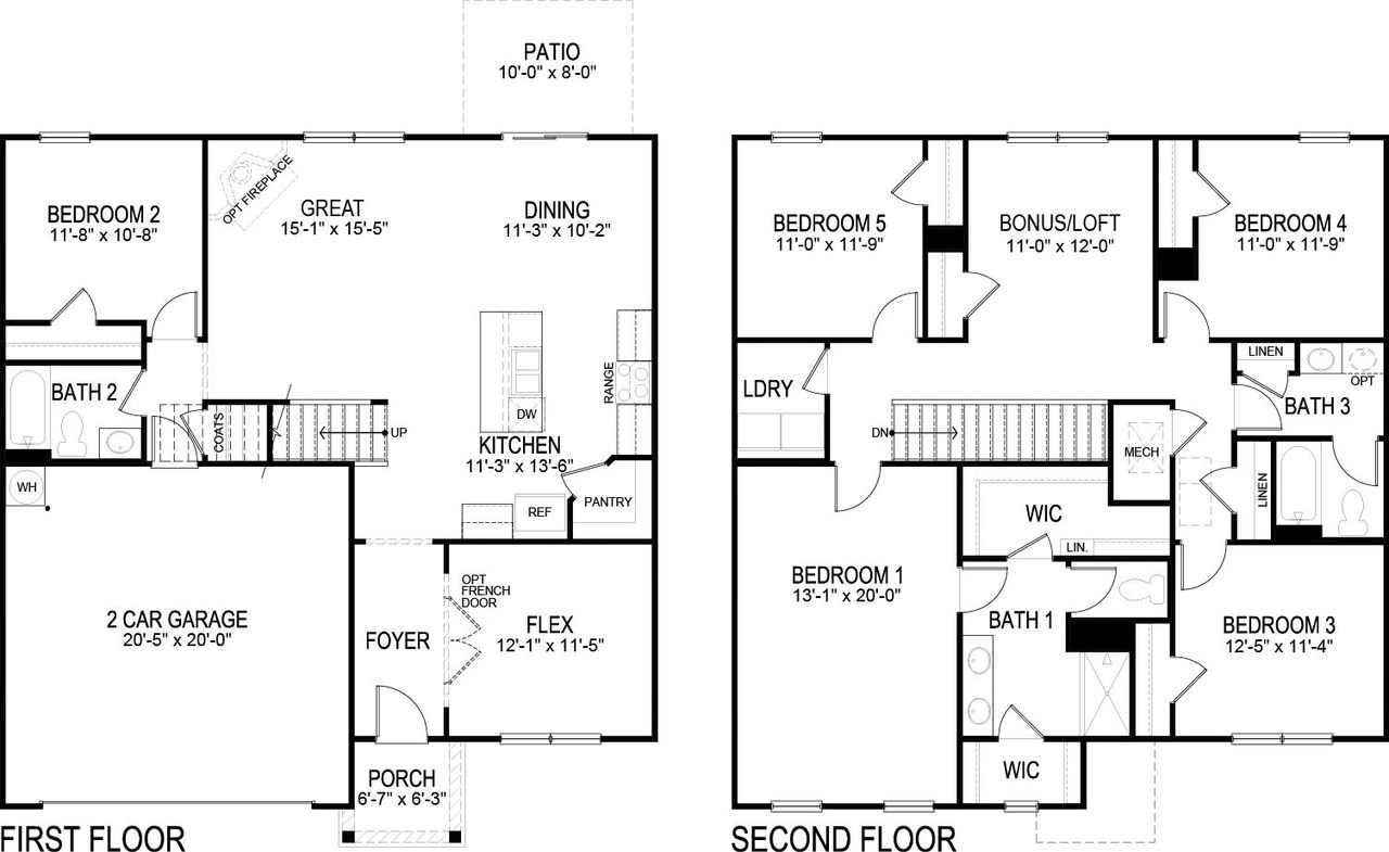 2D floor plan layout of this home in The Ridge at Neals Landing, Knoxville, TN (Image 2). 2D floor plan layout of this home in The Ridge at Neals Landing, Knoxville, TN (Image 2).