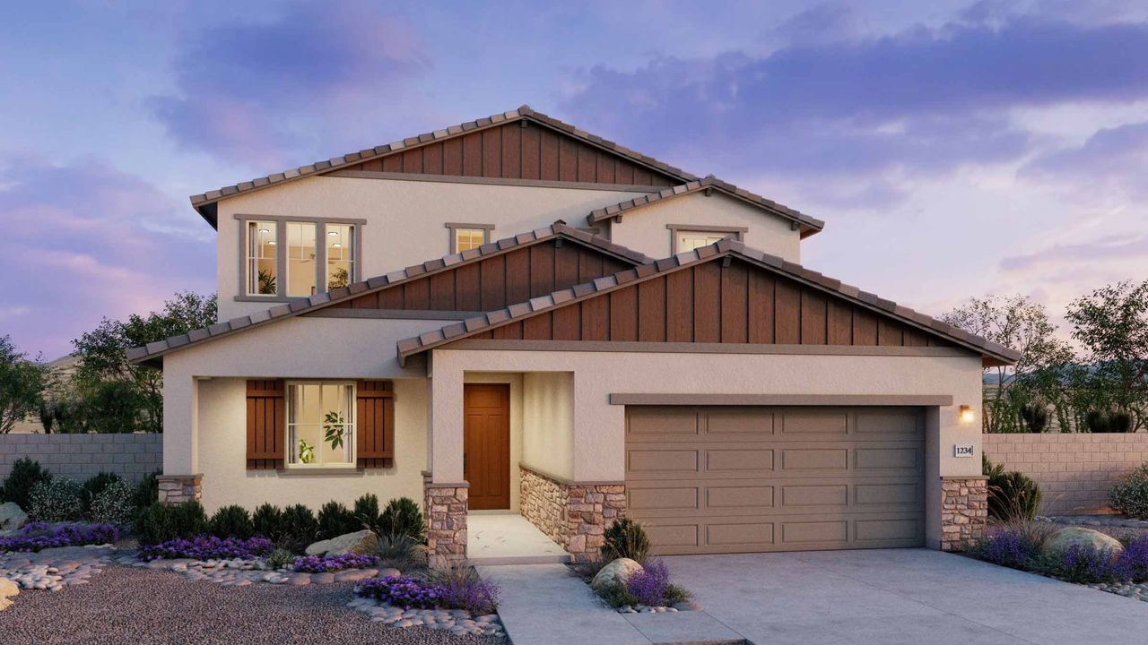 Representative exterior photo of a completed home built from the 4004 by Risewell Homes in Copper Falls, Goodyear, AZ (Image 2).