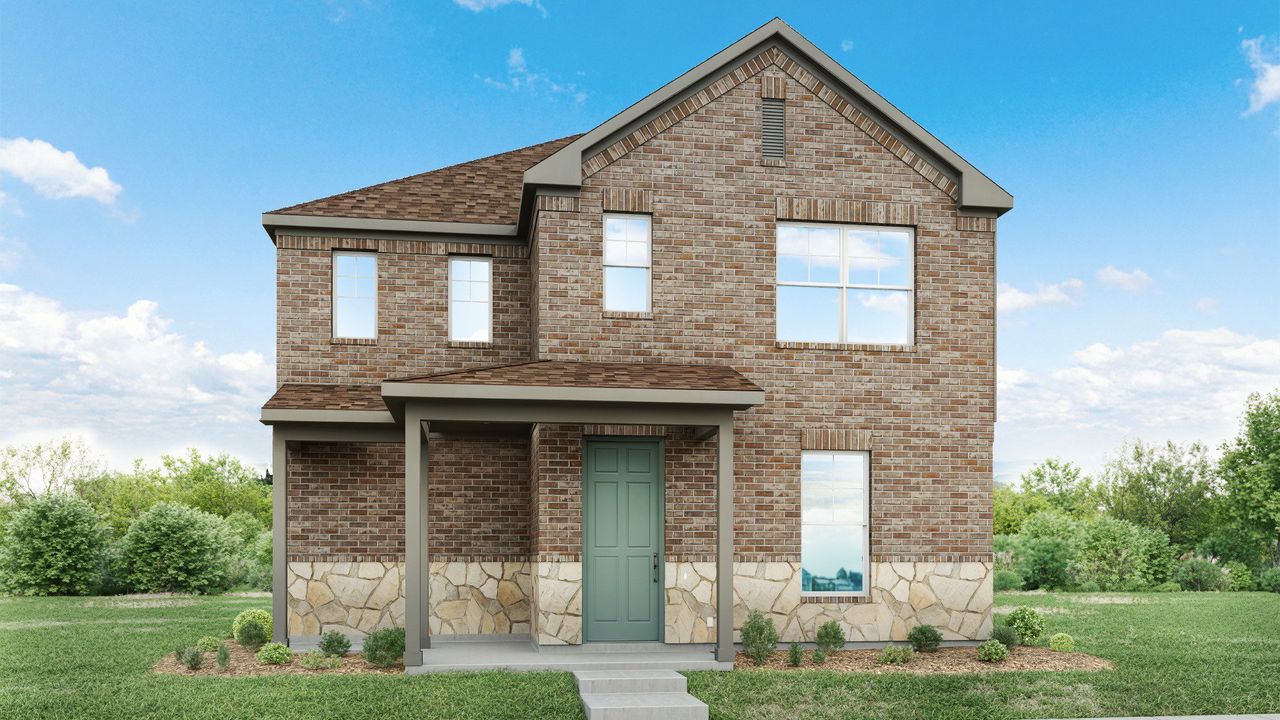 Representative exterior photo of a completed home built from the Doyle III by DRB Homes in Infinity Square, Kyle, TX (Image 2).
