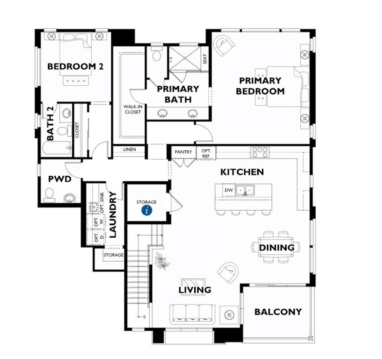 2D floor plan layout for the Arise by Shea Homes in Encanterra® a Trilogy® Resort Community, Queen Creek, AZ (Image 2).