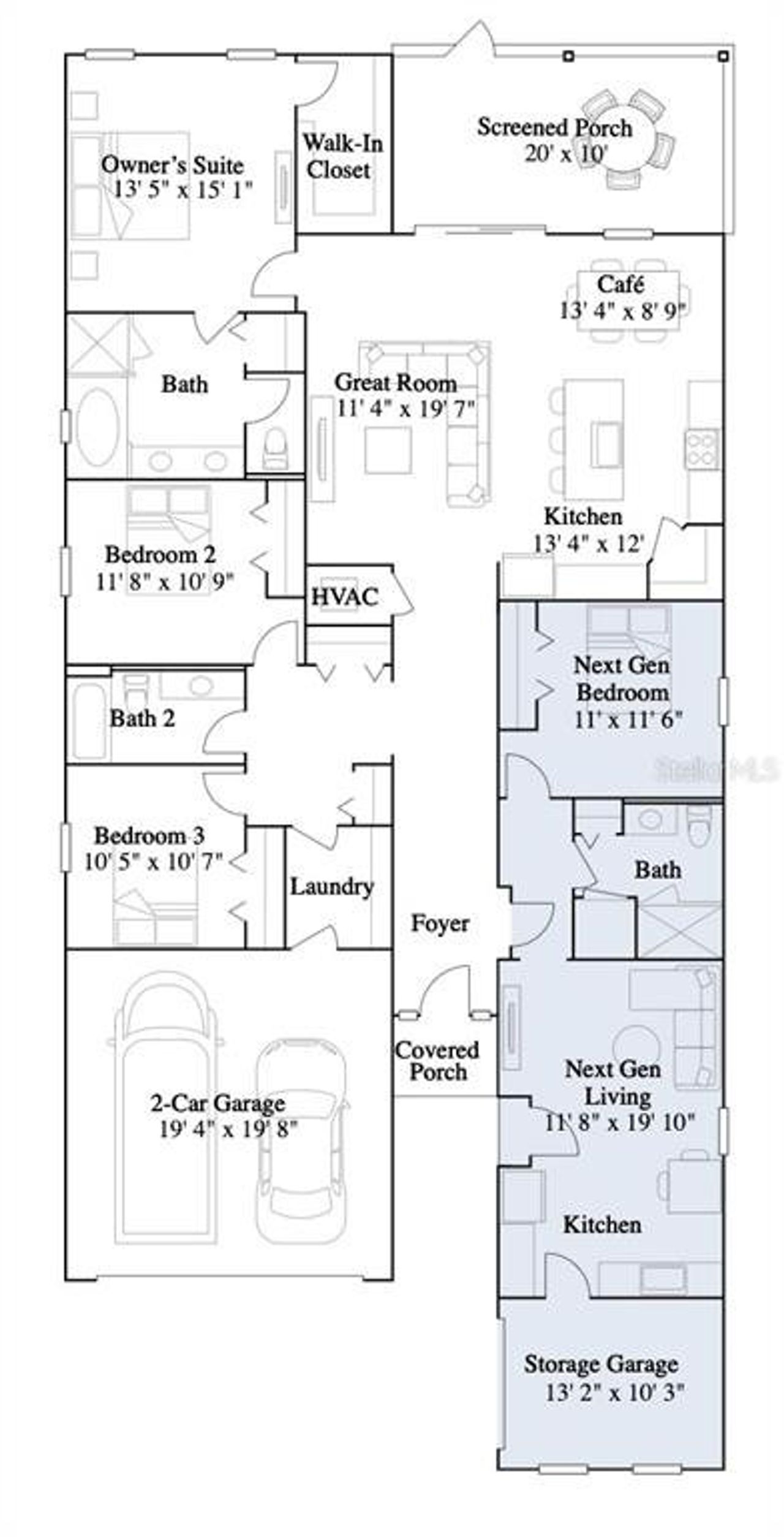 2D floor plan layout of this home in Pioneer Ranch, Ocala, FL (Image 2).