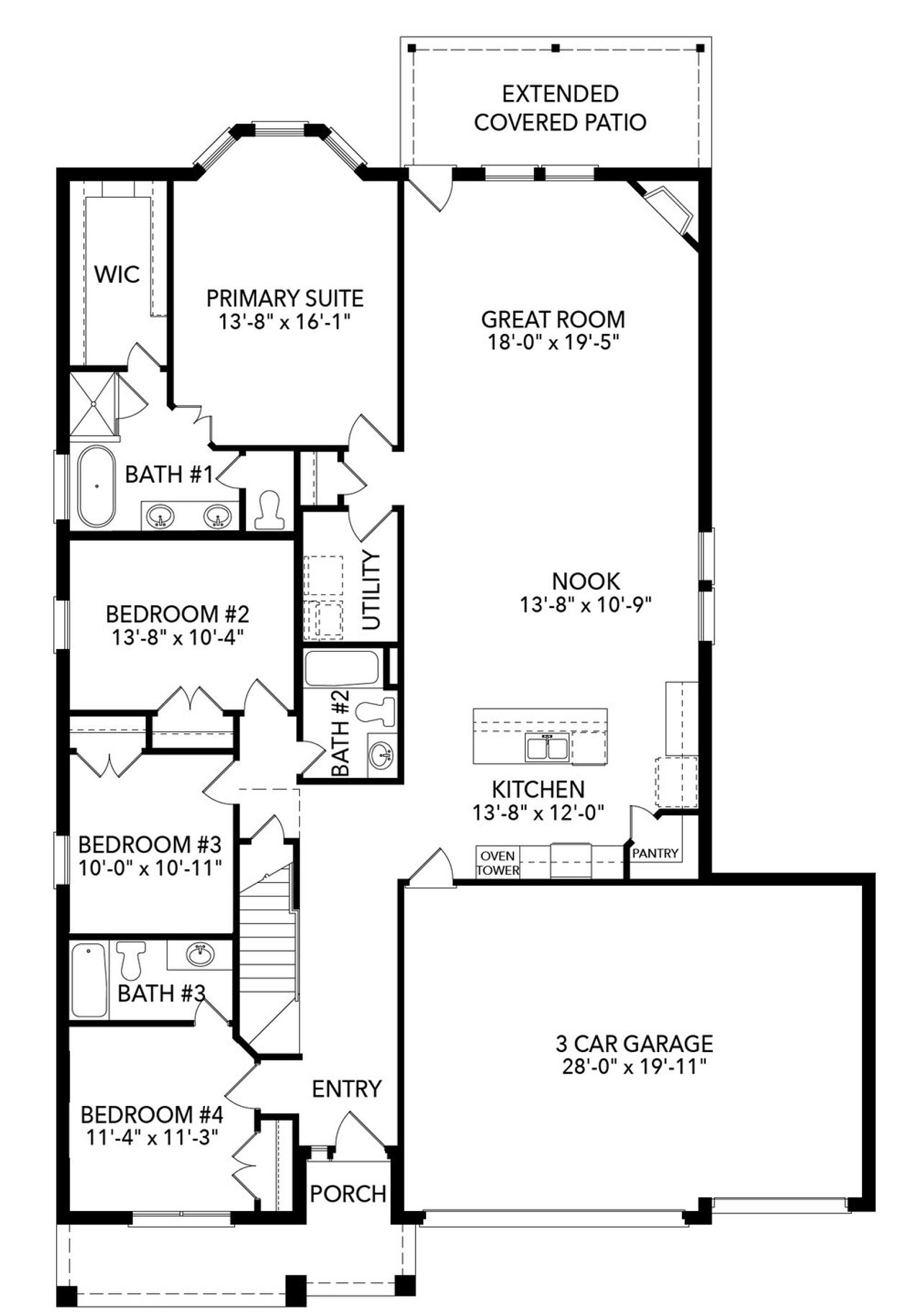 2D floor plan layout of this home in Bluffs at Northpointe, Fort Worth, TX (Image 2).