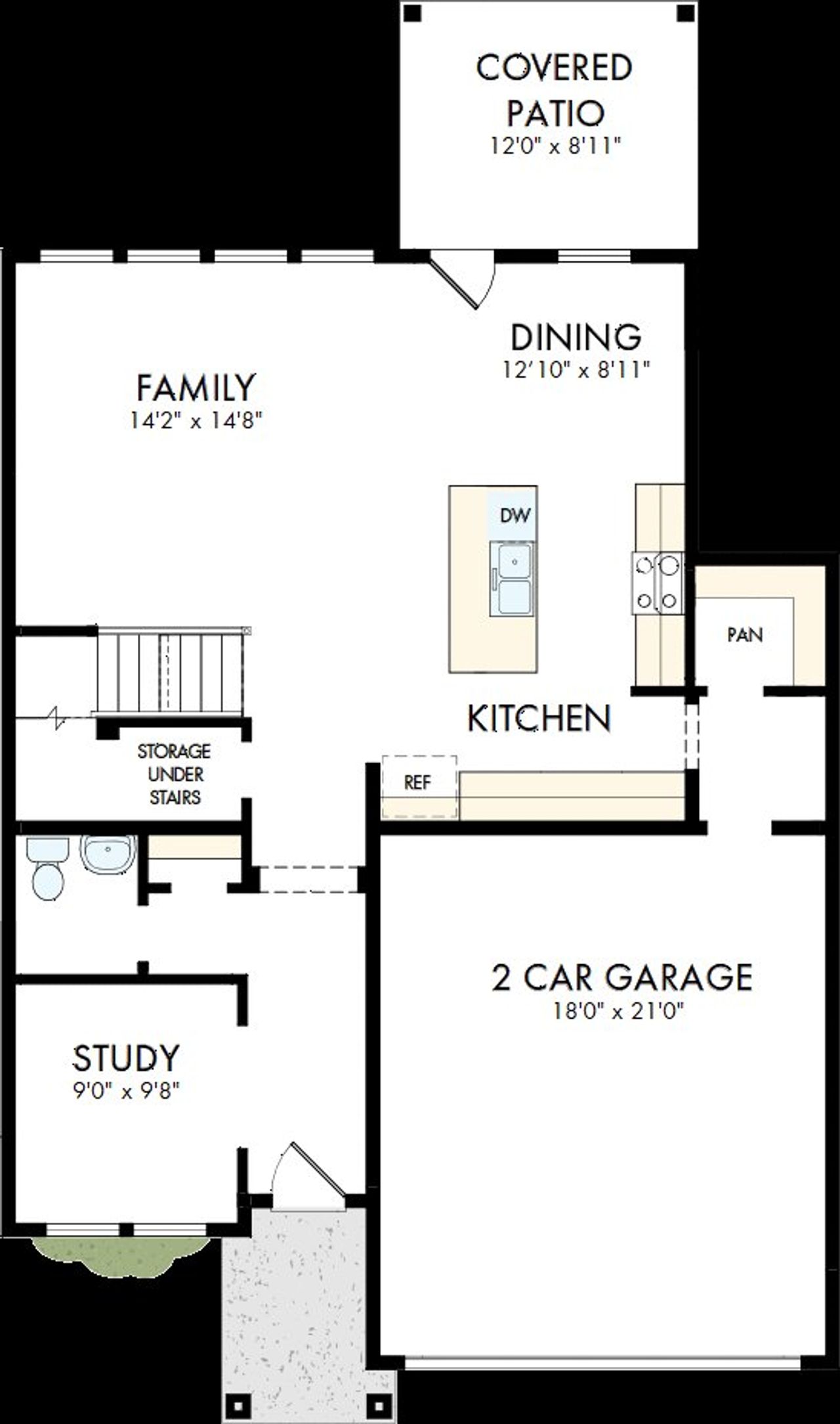 2D floor plan layout of this home in Serenity - The Cottage Collection, Fuquay Varina, NC (Image 2).