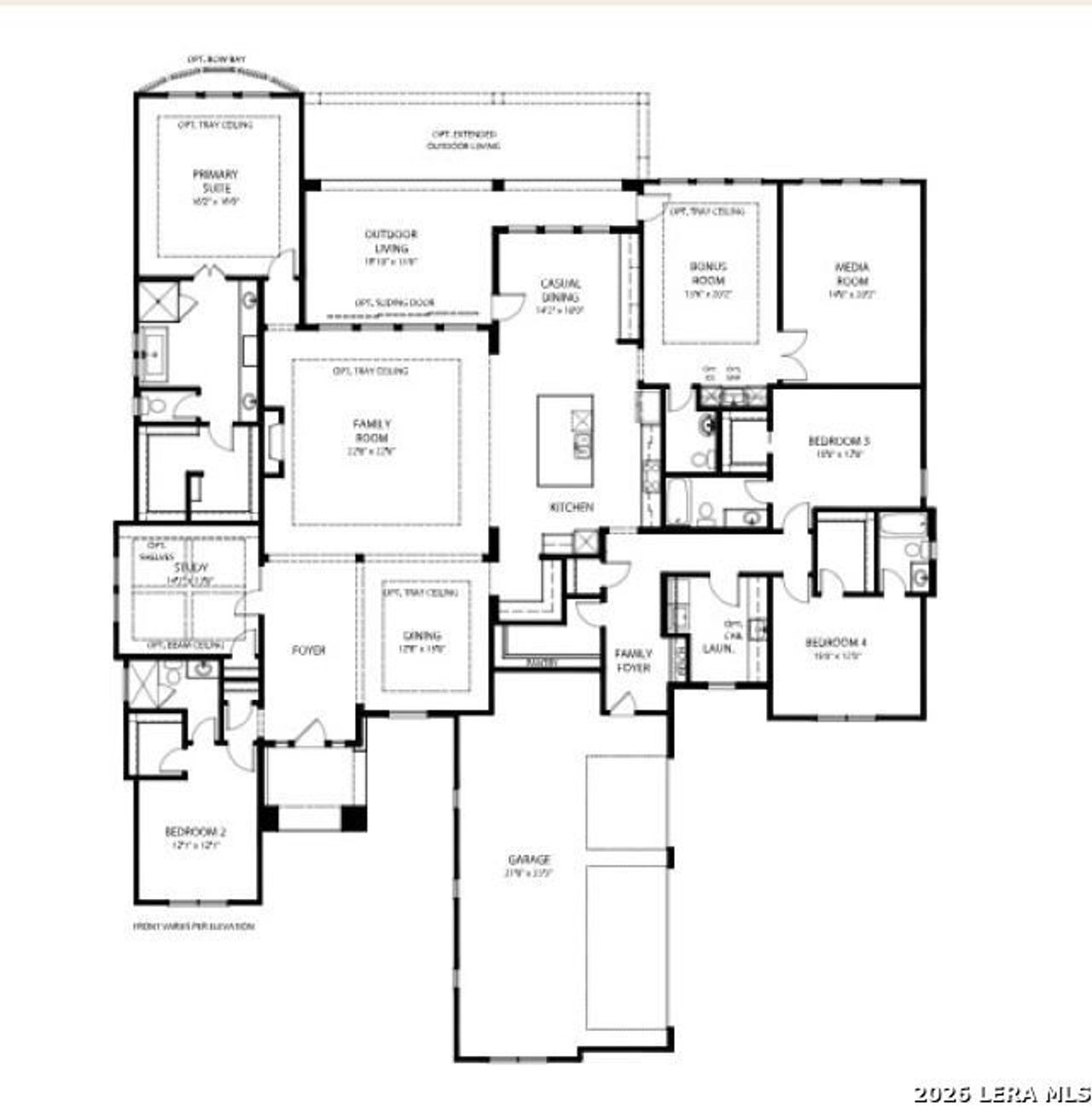 2D floor plan layout of this home in Enchanted Bluff, San Antonio, TX (Image 2).