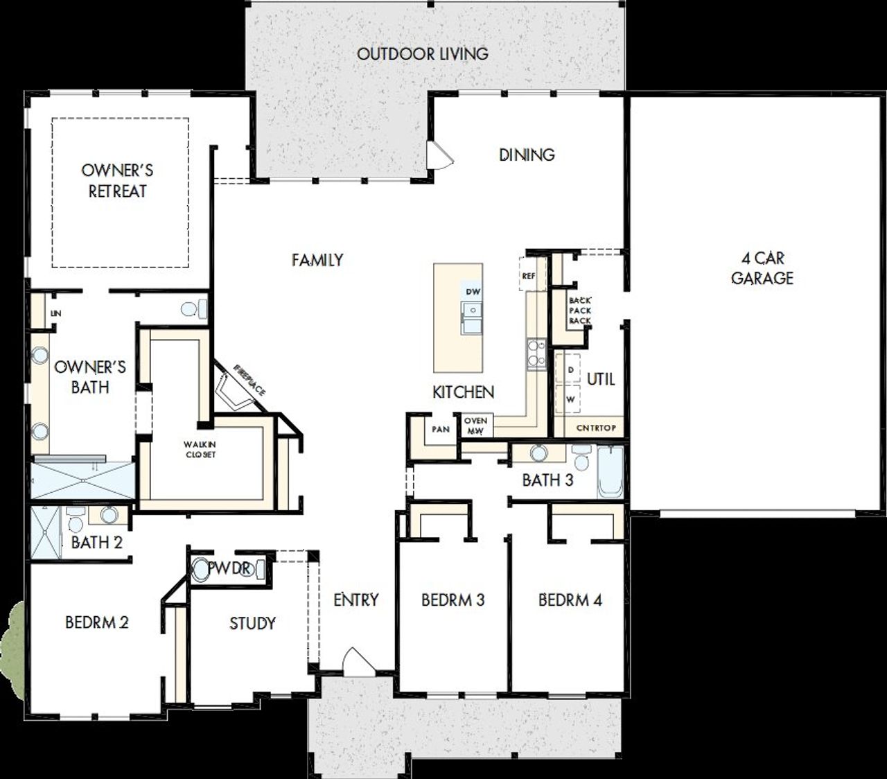 2D floor plan layout of this home in Leander Estates, Leander, TX (Image 2).