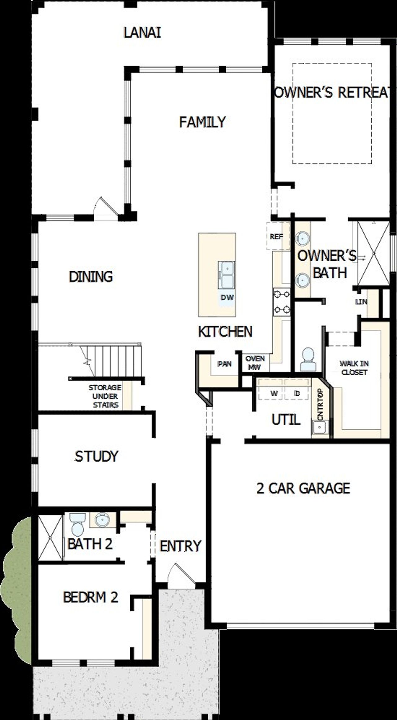 2D floor plan layout of this home in Emerald Landing at Waterside at Lakewood Ranch – Lake Series, Sarasota, FL (Image 2).