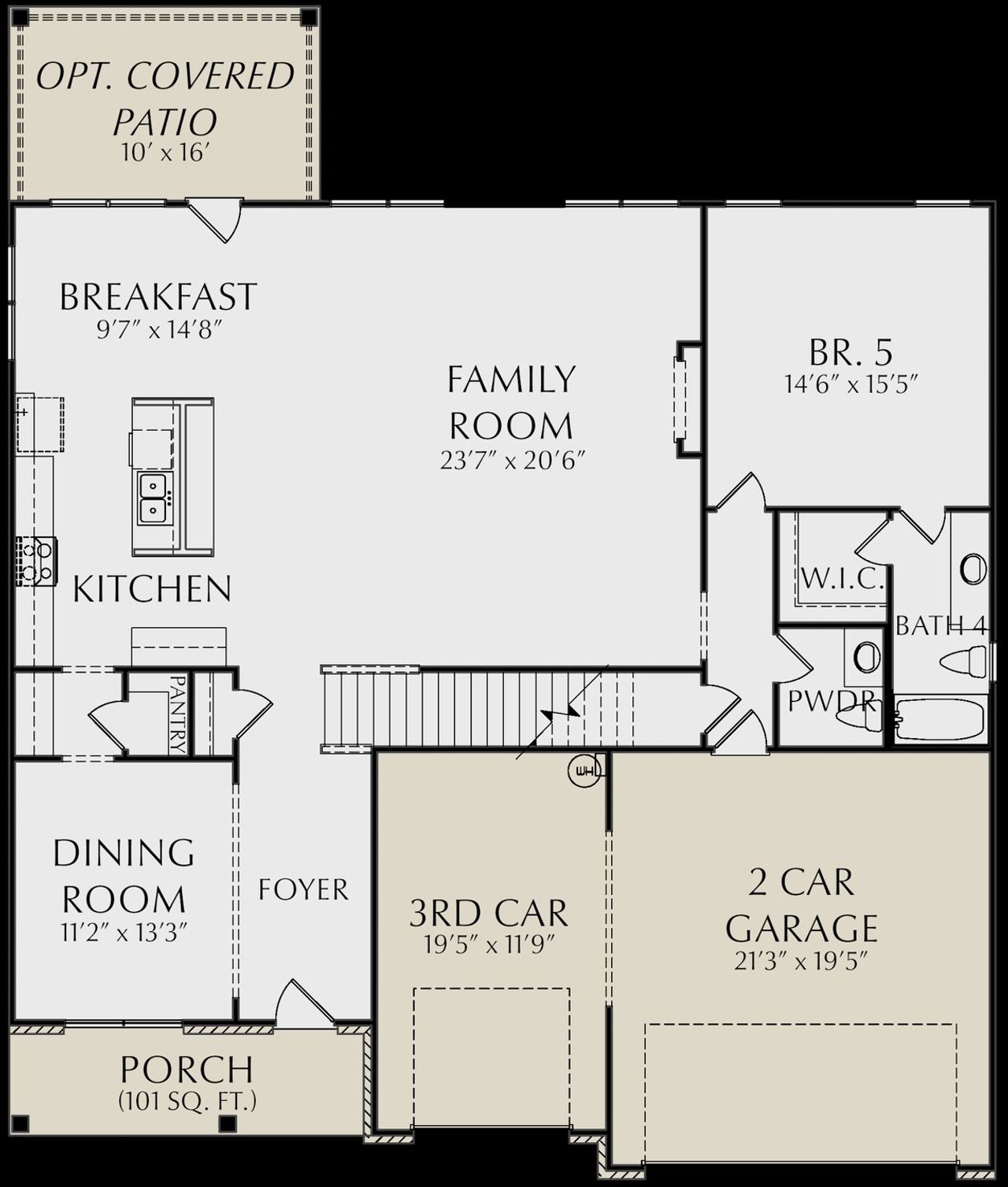 2D floor plan layout for the Hope by KM Homes in The Stables at Ewing Chapel, Dacula, GA (Image 2).