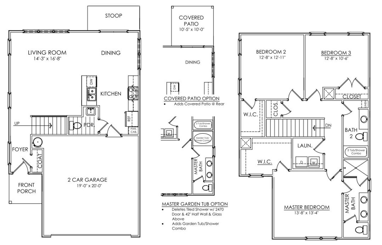 2D floor plan layout for the Lakewood by Haven Builders in Evergreen Hills, Nashville, TN (Image 2).