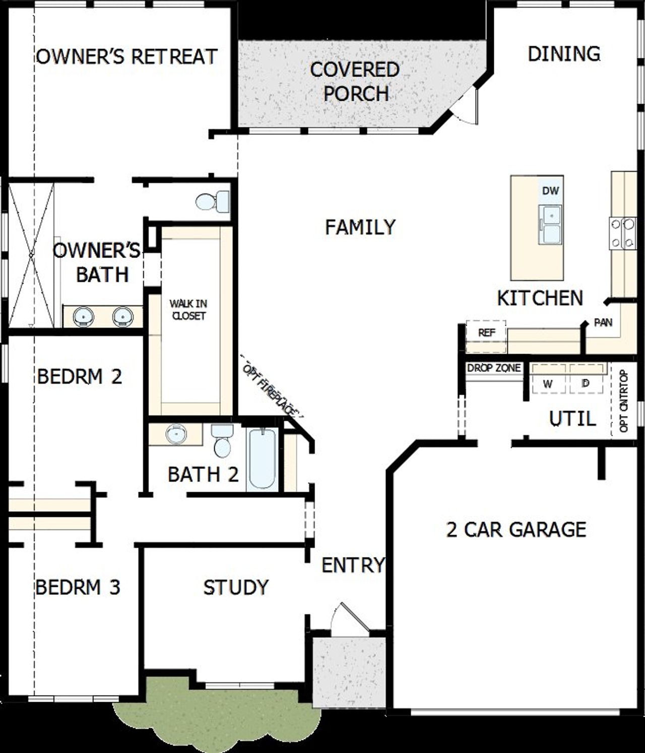 2D floor plan layout of this home in Sunfield, Buda, TX (Image 2). 2D floor plan layout of this home in Sunfield, Buda, TX (Image 2).