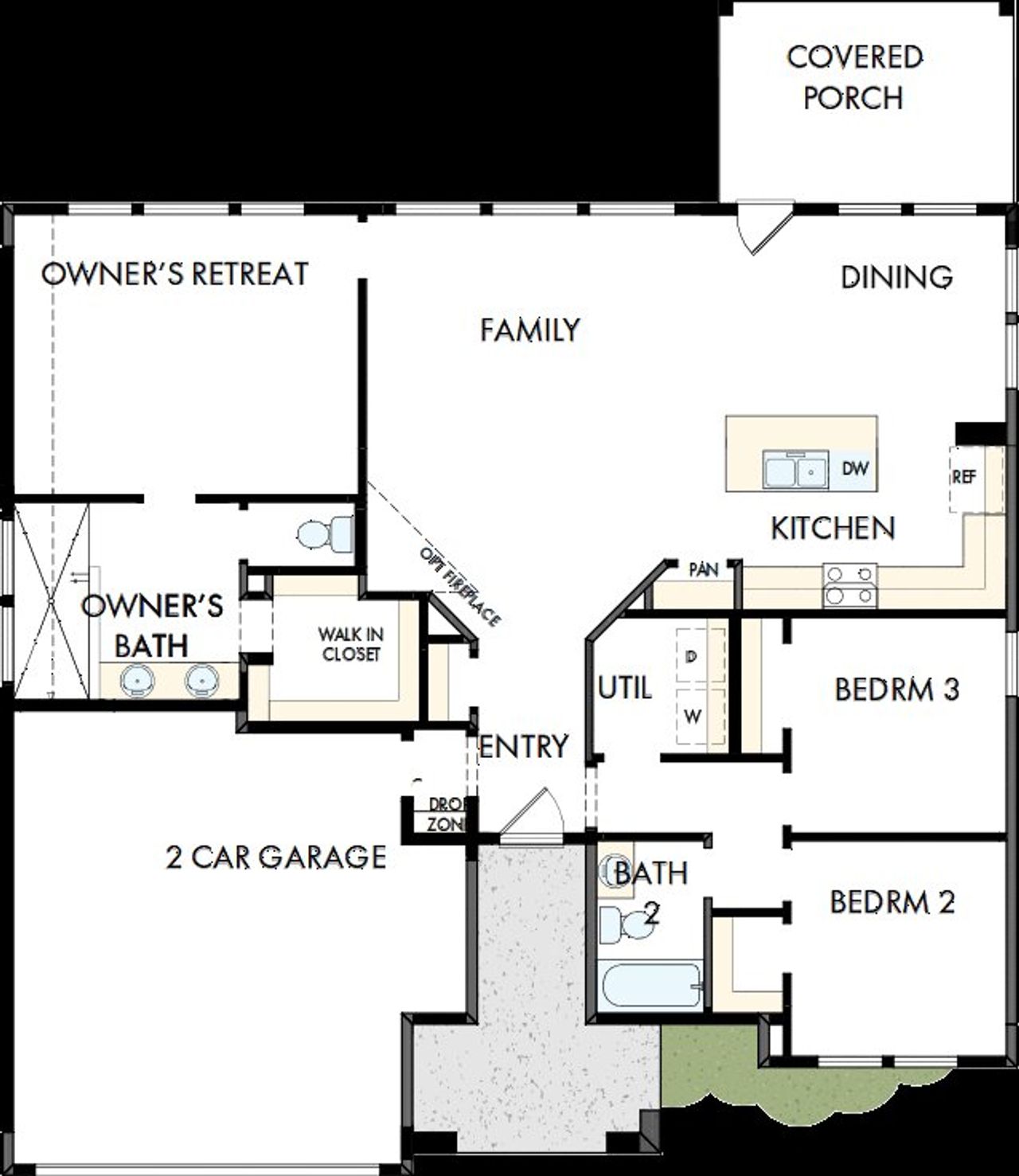 2D floor plan layout of this home in Sunfield, Buda, TX (Image 2).