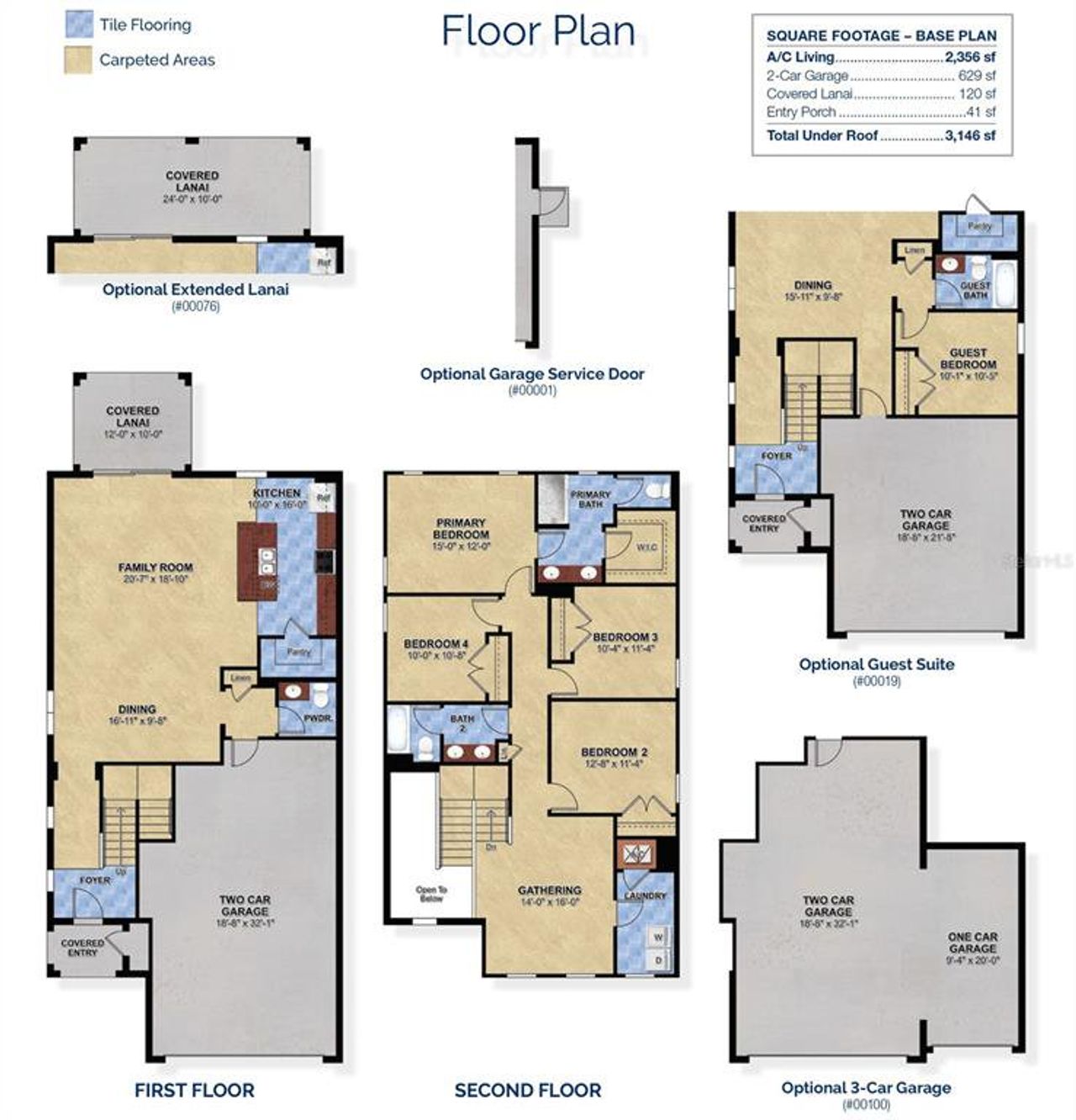 2D floor plan layout of this home in Ridgeview, Clermont, FL (Image 2).