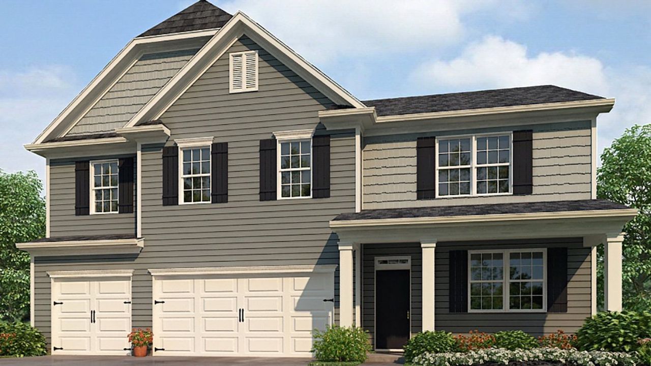 Representative exterior photo of a completed home built from the Mansfield by D.R. Horton in Liberty Crossing, Braselton, GA (Image 2).