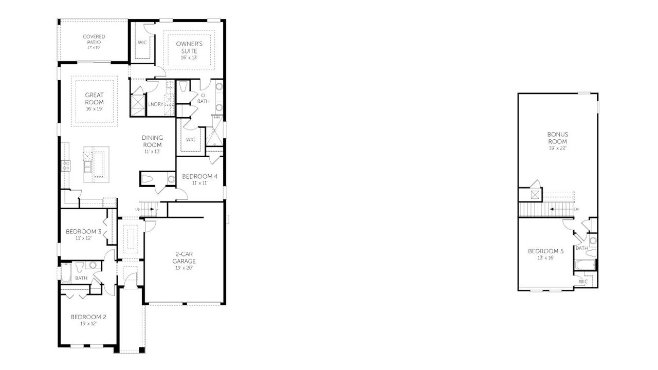 2D floor plan layout for the Anna Maria with Bonus - 50' Homesites by Dream Finders Homes in Waterlin, St. Cloud, FL (Image 2).