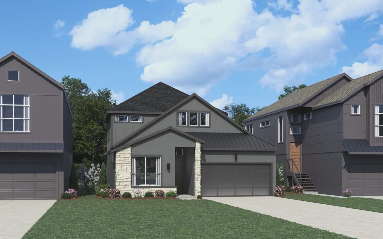 Representative exterior photo of a completed home built from the Talos by Chesmar Homes in Centero at Stone Oak, San Antonio, TX (Image 2).