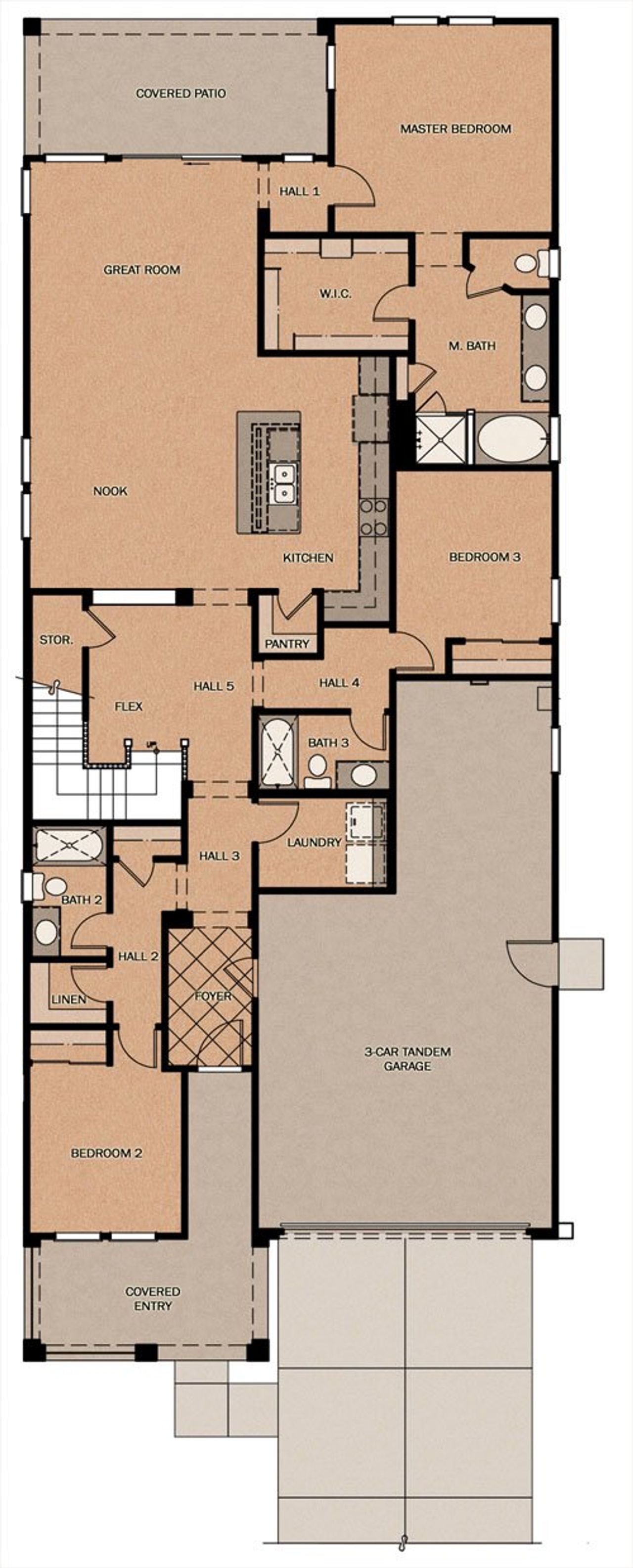 2D floor plan layout of this home in Meadows at Barney Farms, Queen Creek, AZ (Image 2).