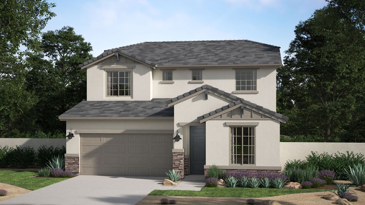 Representative exterior photo of a completed home built from the Cottonwood by Risewell Homes in Sunrise, Surprise, AZ (Image 2). Representative exterior photo of a completed home built from the Cottonwood by Risewell Homes in Sunrise, Surprise, AZ (Image 2).