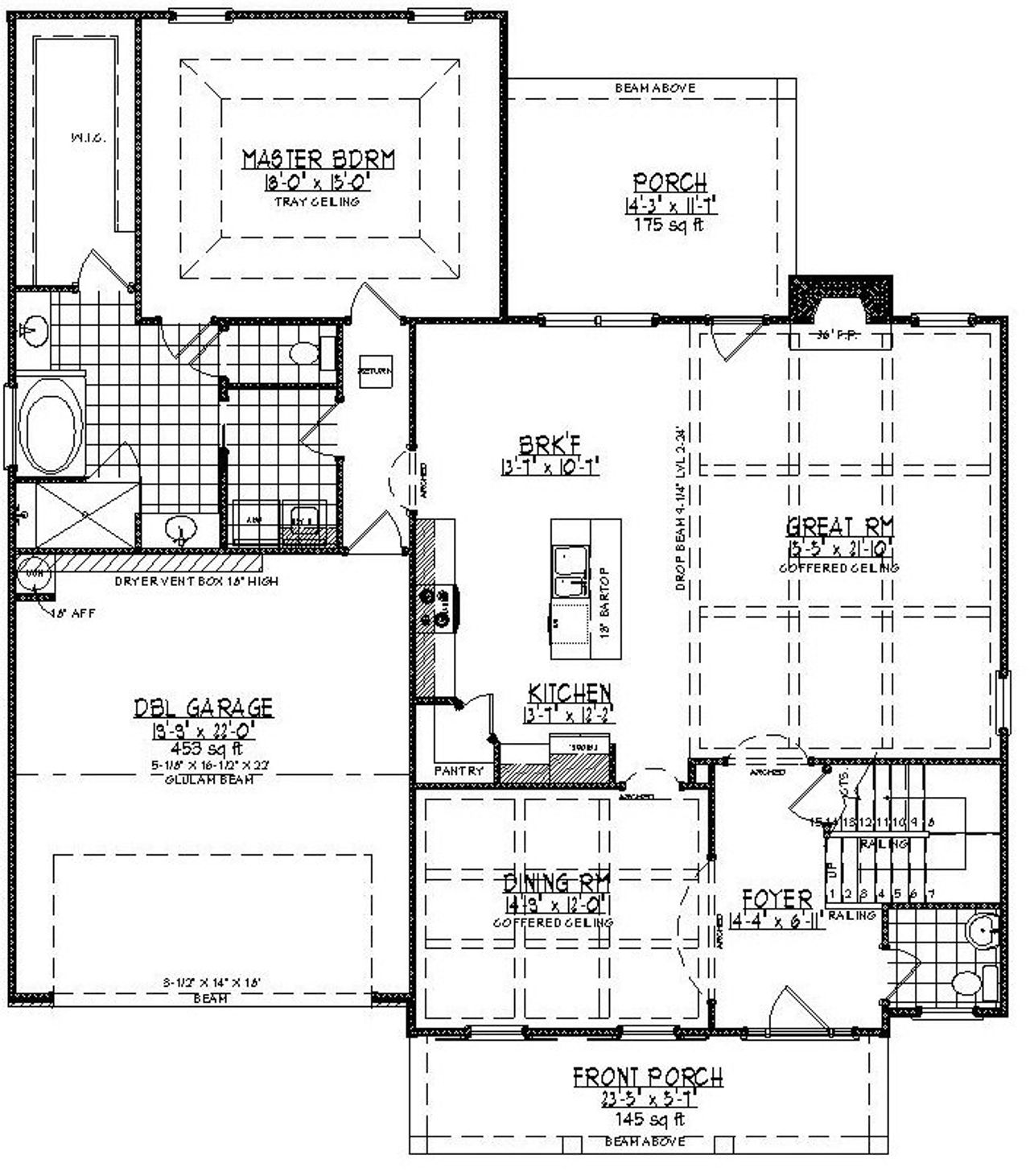 2D floor plan layout for the St. Simons by Designer Homes of Georgia in Austin Heights, North Augusta, SC (Image 2).