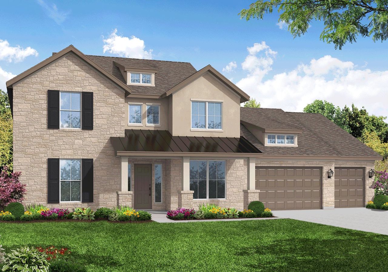 Representative exterior photo of a completed home built from the Alessandro by Sitterle Homes in Highland Estates, San Antonio, TX (Image 2). Representative exterior photo of a completed home built from the Alessandro by Sitterle Homes in Highland Estates, San Antonio, TX (Image 2).