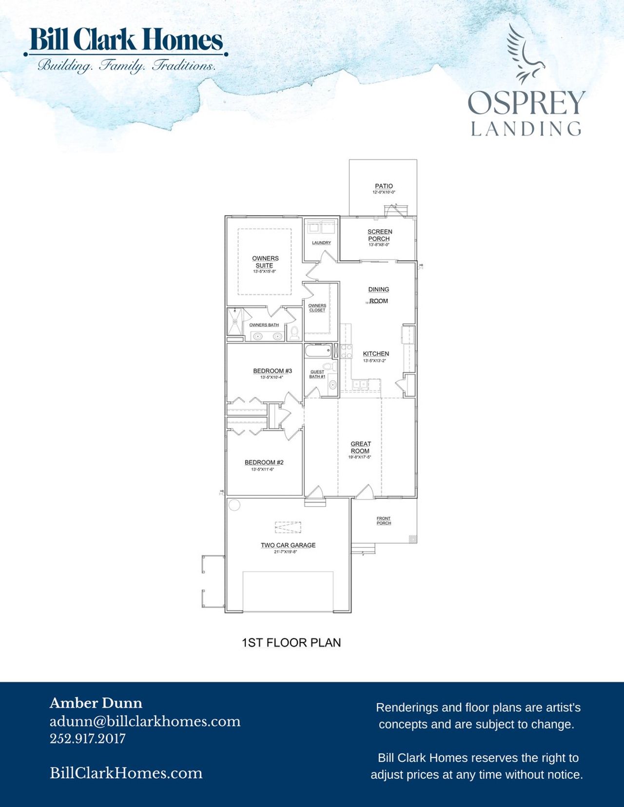 2D floor plan layout of this home in Osprey Landing, Southport, NC (Image 2).