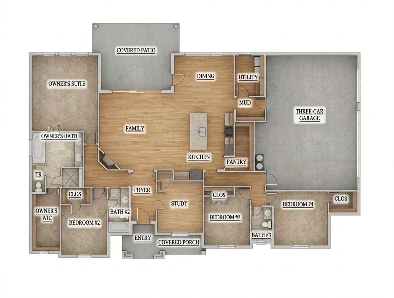 2D floor plan layout of this home in Overton Oaks, Paradise, TX (Image 2).