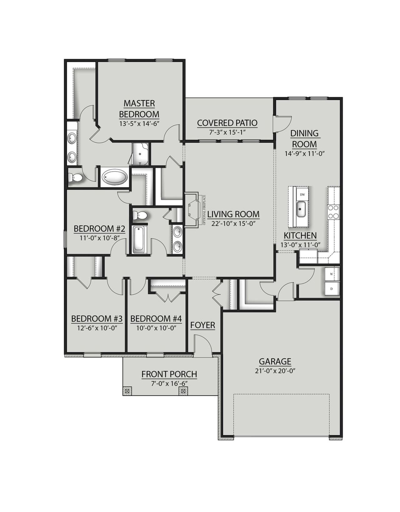2D floor plan layout for the Royal IV H by DSLD Homes in Eagle Pointe, Pensacola, FL (Image 2).