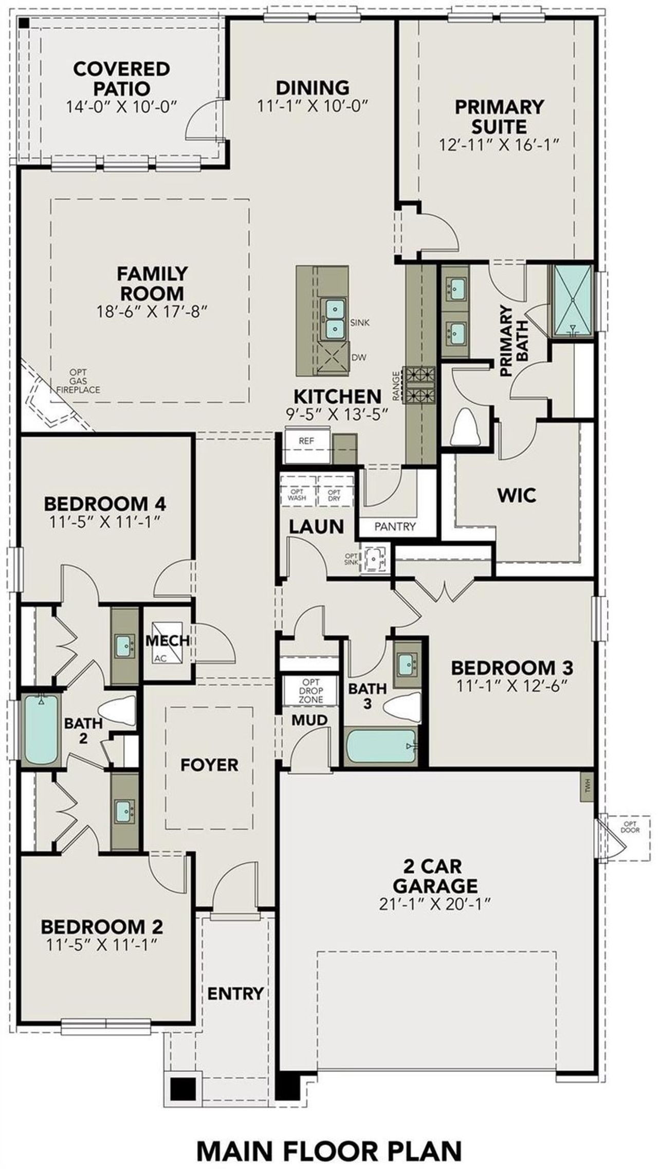 2D floor plan layout of this home in River Ranch Meadows, Dayton, TX (Image 2).