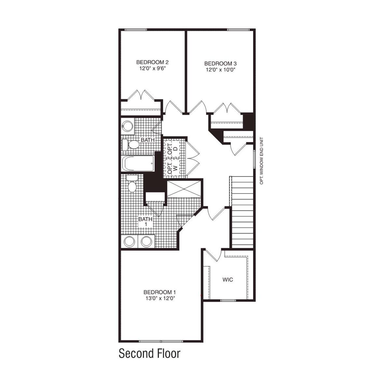 2D floor plan layout for the Newton by D.R. Horton in Baxter Village, Boiling Springs, SC (Image 2).